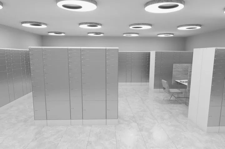 Safe deposit lockers with electronic locking and stainless steel finishing