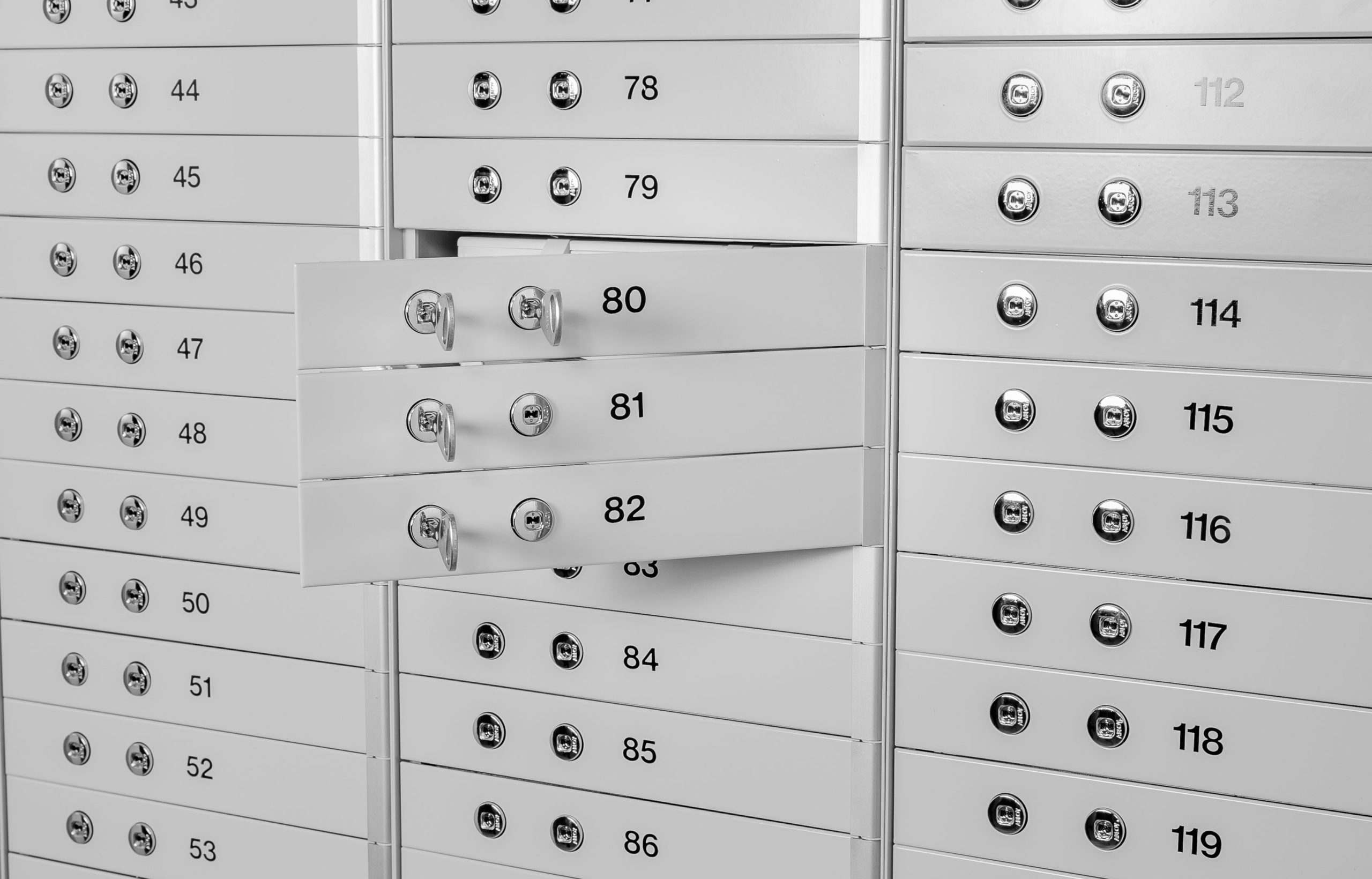 Double keylock safe deposit lockers installed into a safe