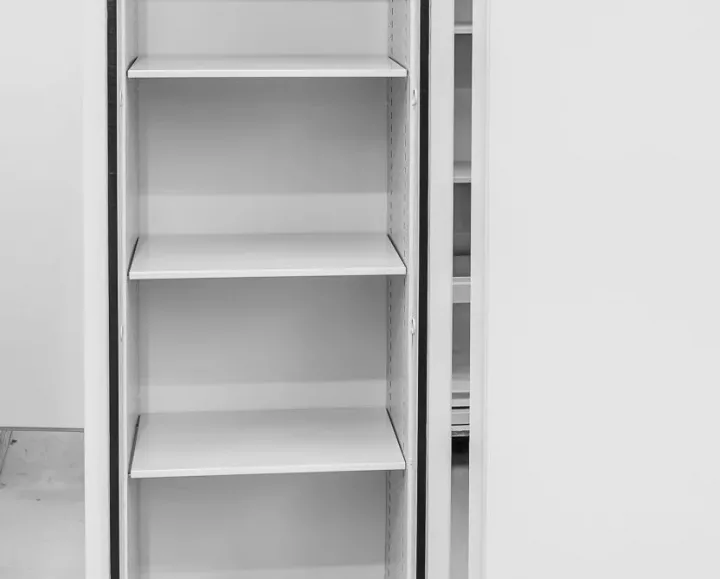 Adjustable metal shelves for safes