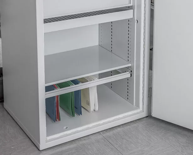 Pull-out filing frame for safes