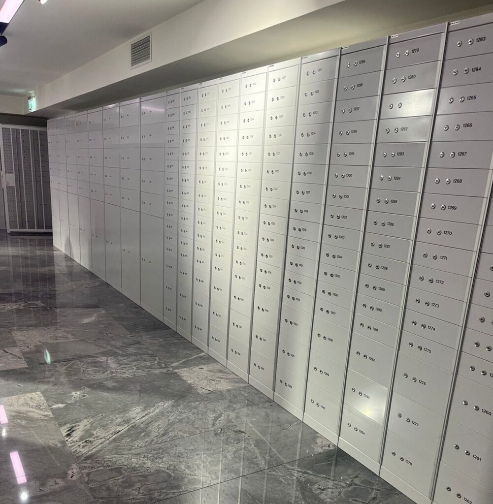 SLK-70 safe deposit lockers in bank vault room