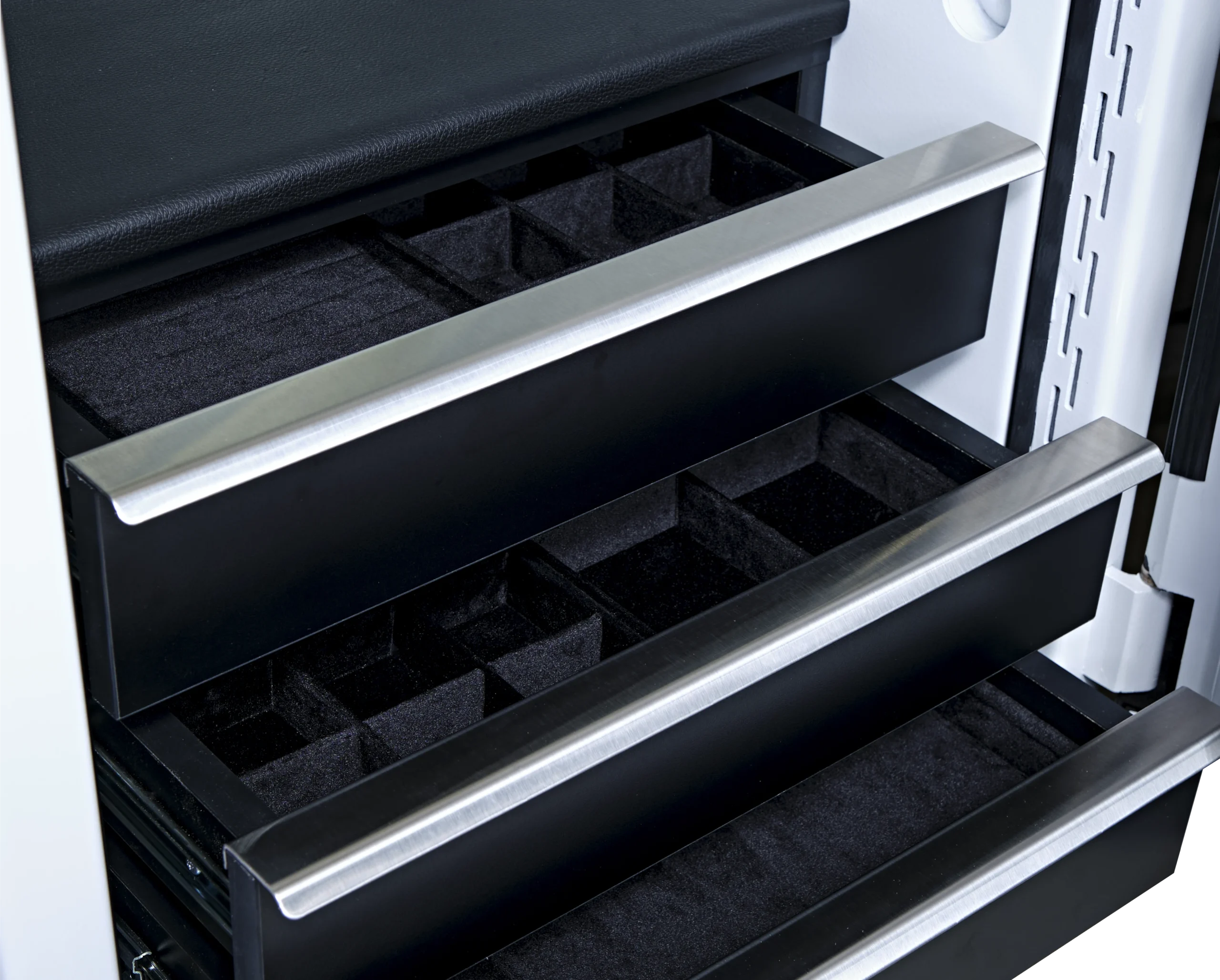 Wooden drawers with jewellery inserts